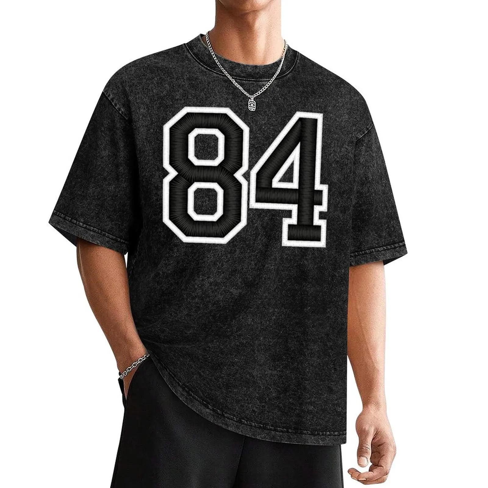 84 Black Jersey Sports Number eighty-four Football 84 T-Shirt oversized designer shirts affliction shirts cotton t shirt men