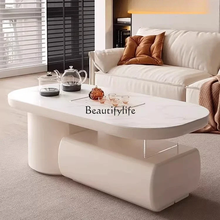 

LXCream wind rock board coffee table living room home light luxury high sense multi-functional kung fu tea integrationSSS
