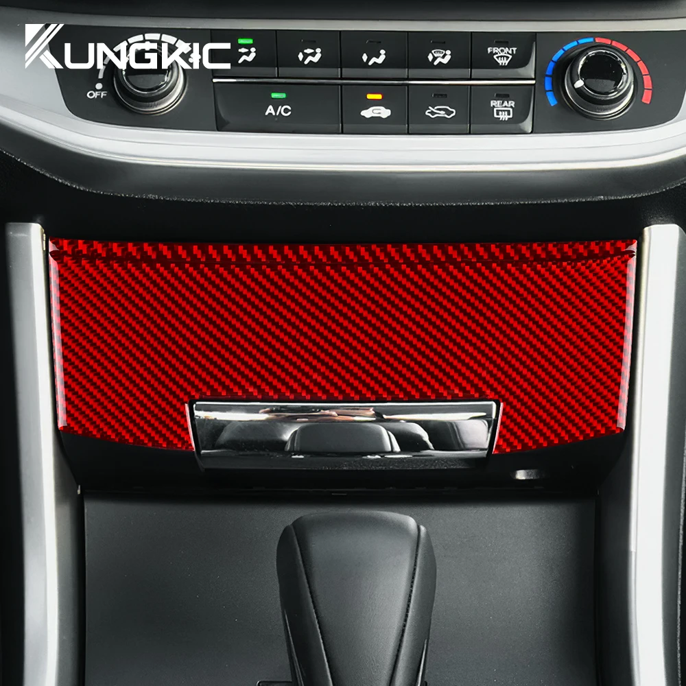 Real Soft Carbon Fiber Sticker For Honda Accord 2013 2014 2015 2016 2017 LHD Car Storage Box Panel Interior Trim Accessories
