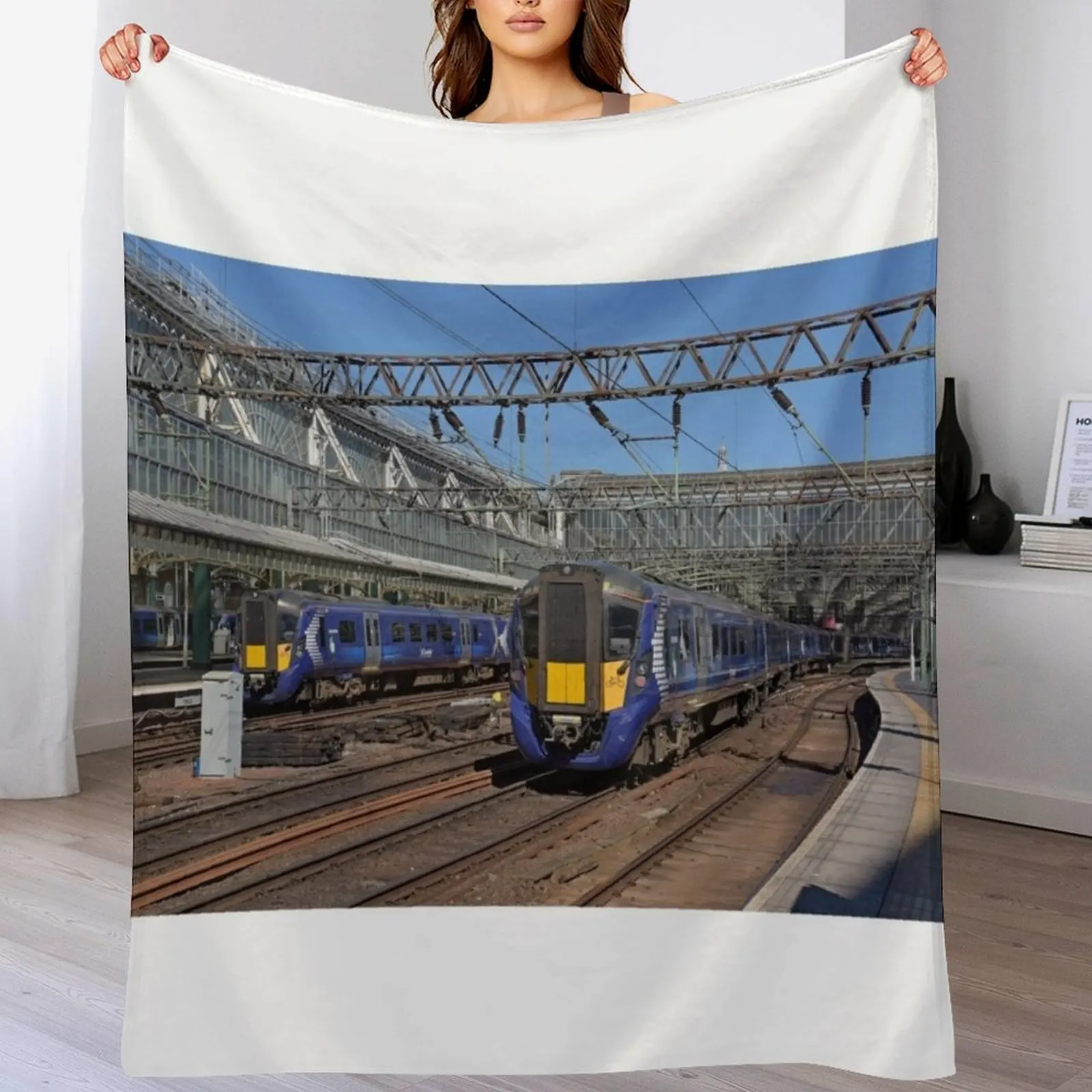 Scotrail Class 380 trains at Glasgow Central Station Throw Blanket