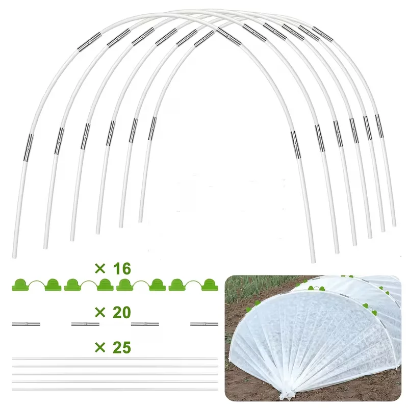 25/50 Garden Rings, Designed Specifically for Elevated Flower Beds and Planting Shelters, Using a 43inch Wide Tunnel Greenhouse Frame. These Rust-Resistant Fiberglass Support Rings Feature a Double-Layer Design and Include 16/32 Clips and 20/40 Connectors view 3