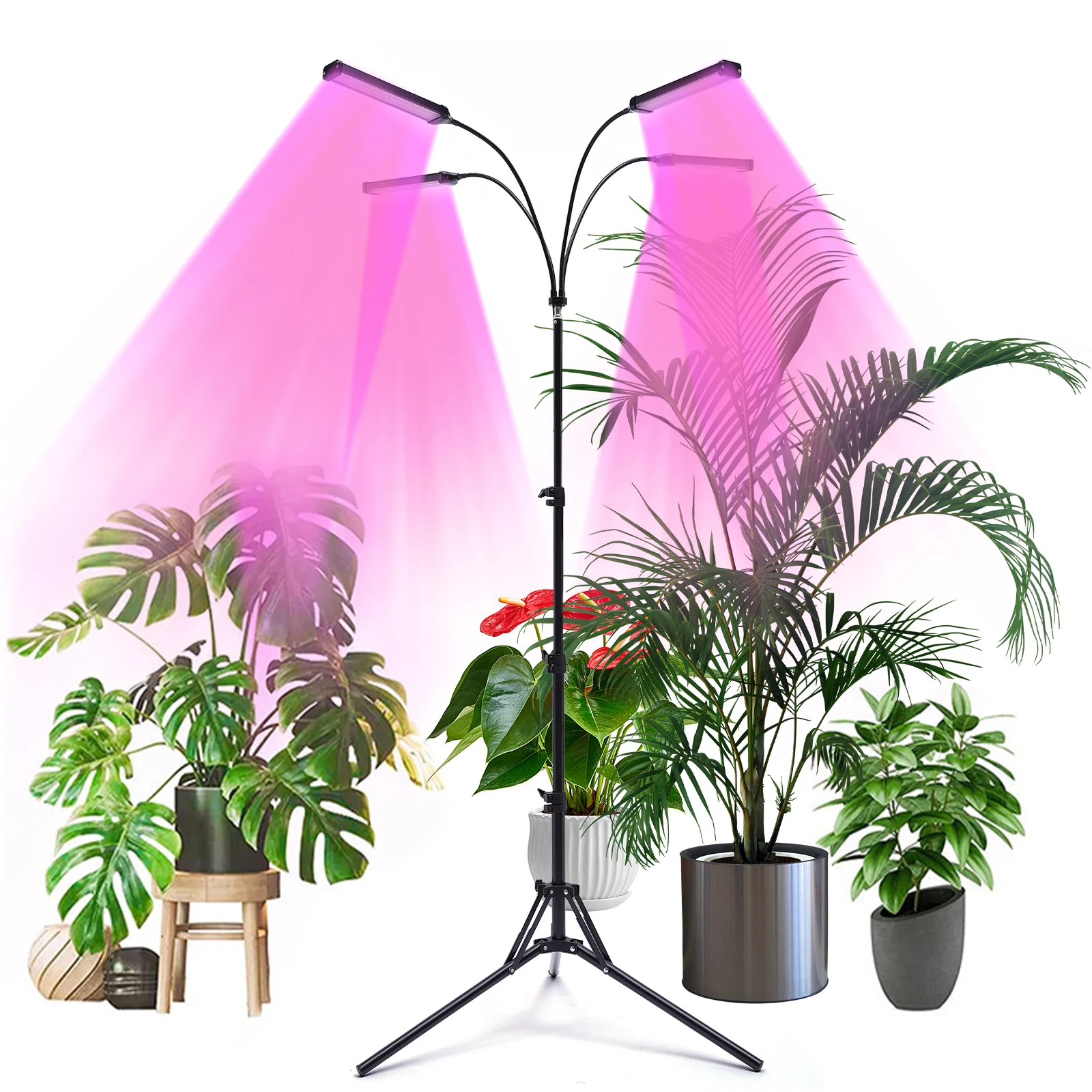 Plant Lamp Professional Grow Light Full Spectrum Plant Light Grow Lamp Plant Light LED Grow Lamp 4 Heads with Tripod