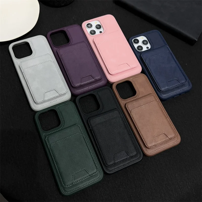 For iPhone 11 12 13 14 15 Pro Max Magnetic Adsorption Detachable Wallet Invisible Stand Wireless Charge Seismic Phone Case