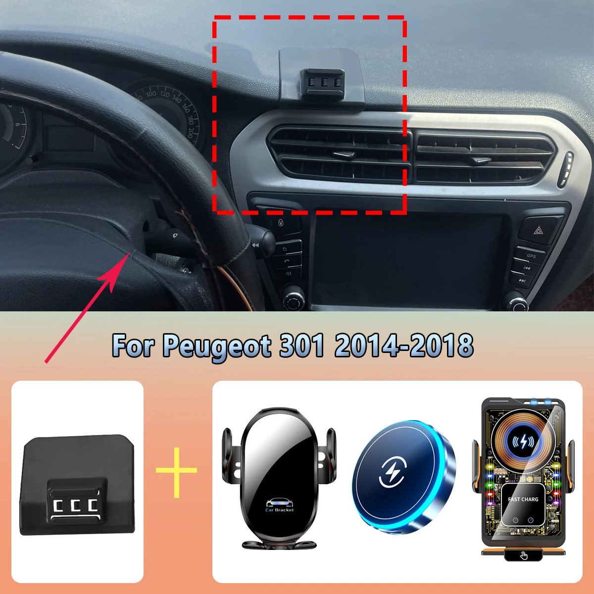 Car Phone Holder Vent for Peugeot 301 2014 2015 2016 2017 2018 Magnetic Wireless Charging Car Phone for Magsafe Mount Fixed Base