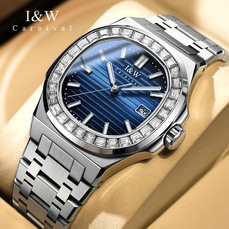 Switzerland Luxury CARNIVAL Japan Import Automatic Mechanical Men's Watches Diamond 50M Waterproof Luminous Clocks C8108G