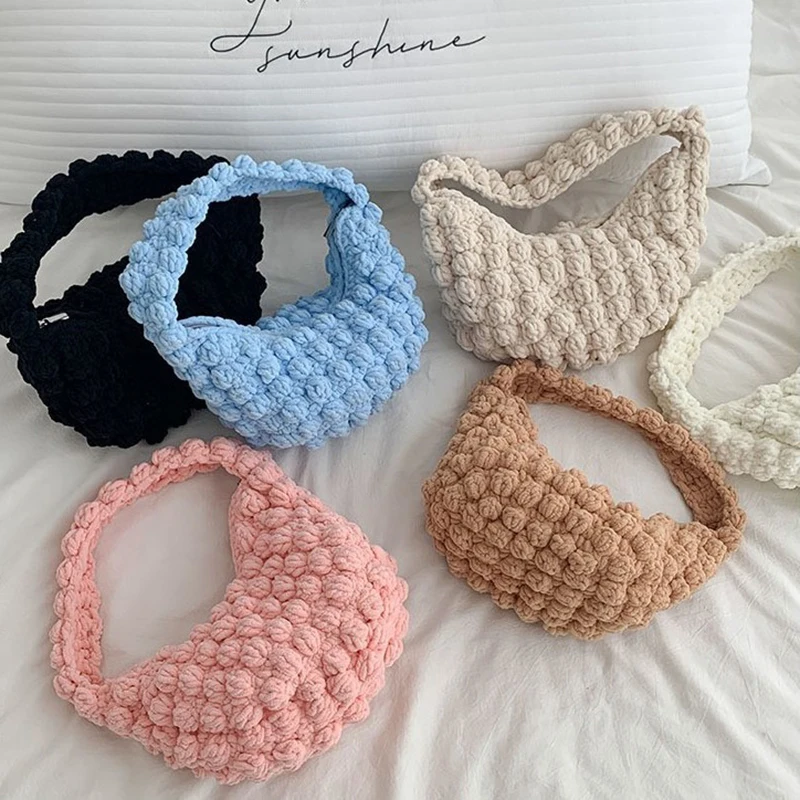 

Korean Style Solid Color Women's Woven Bag Sweet Cute Temperament Handbag Fashionable Versatile Zipper Handbag 2025 Summer New