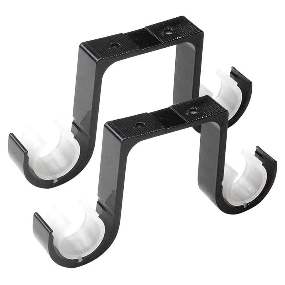 

2Pcs Double Curtain Rod Brackets Ceiling Mount Supports Aluminum Alloy Black