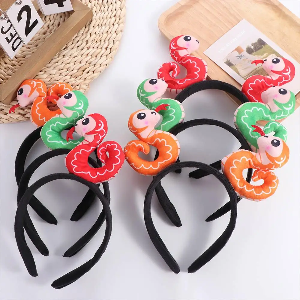 Lovely Chinese Zodiac Snake Headband Soft Plushy Chinese New Year Hairband Headwear Fur Lunar Year