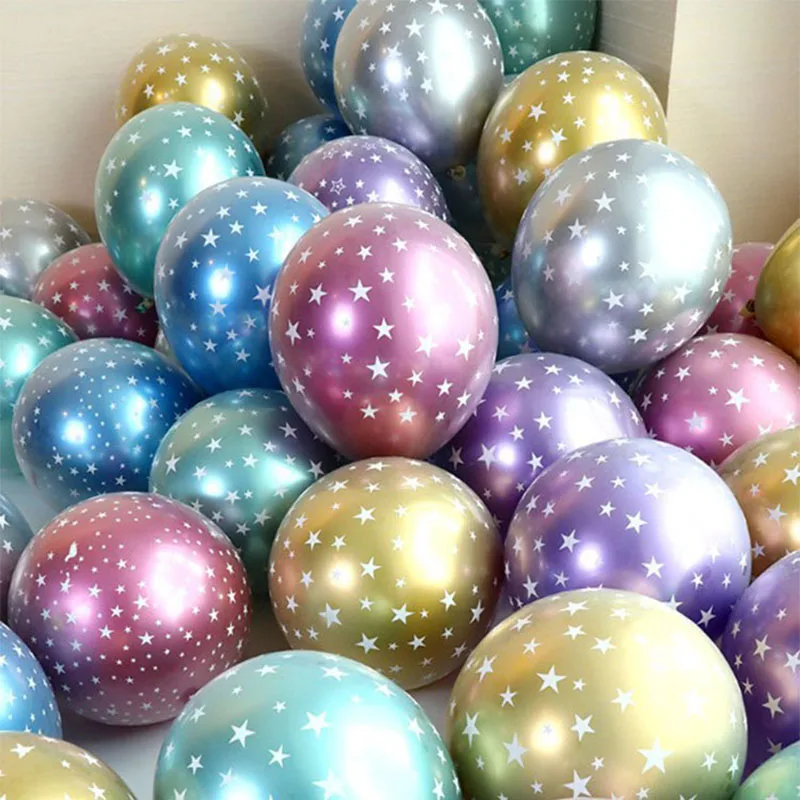 

12 Inch Sky Star Printed Transparent Double Layer Balloon Metal Ball for Wedding Christmas Birthday Party Decorative Balloon