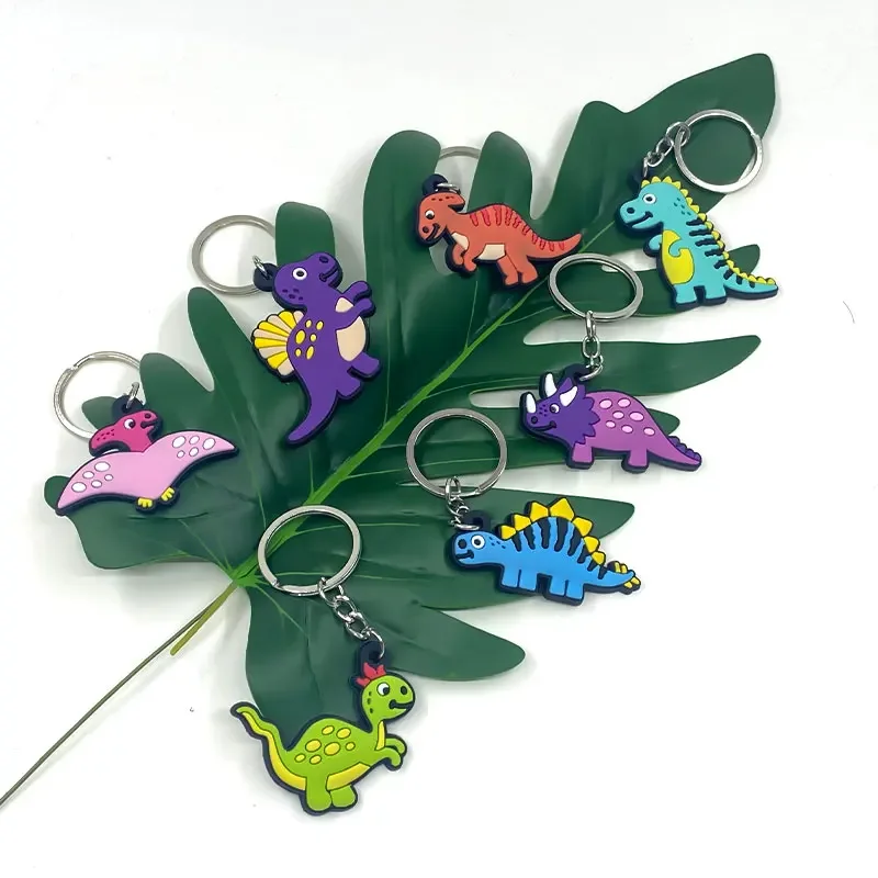 20PCS Cute Dinosaur Keychain Kawaii Cartoon Pterosaur Tyrannosaurus Rex Key Accessories fit Kids Bag Pendant Car Key Rings Gifts