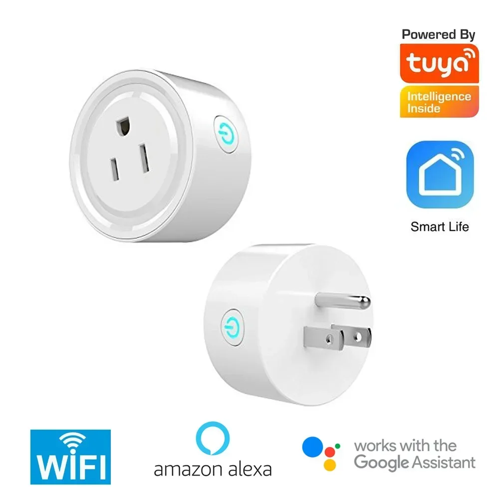 1Pcs Wireless 2.4G WiFi Tuya Plug US Type Smart Life Energy Saving Electric Time Remote Control Switch Support Alexa Google