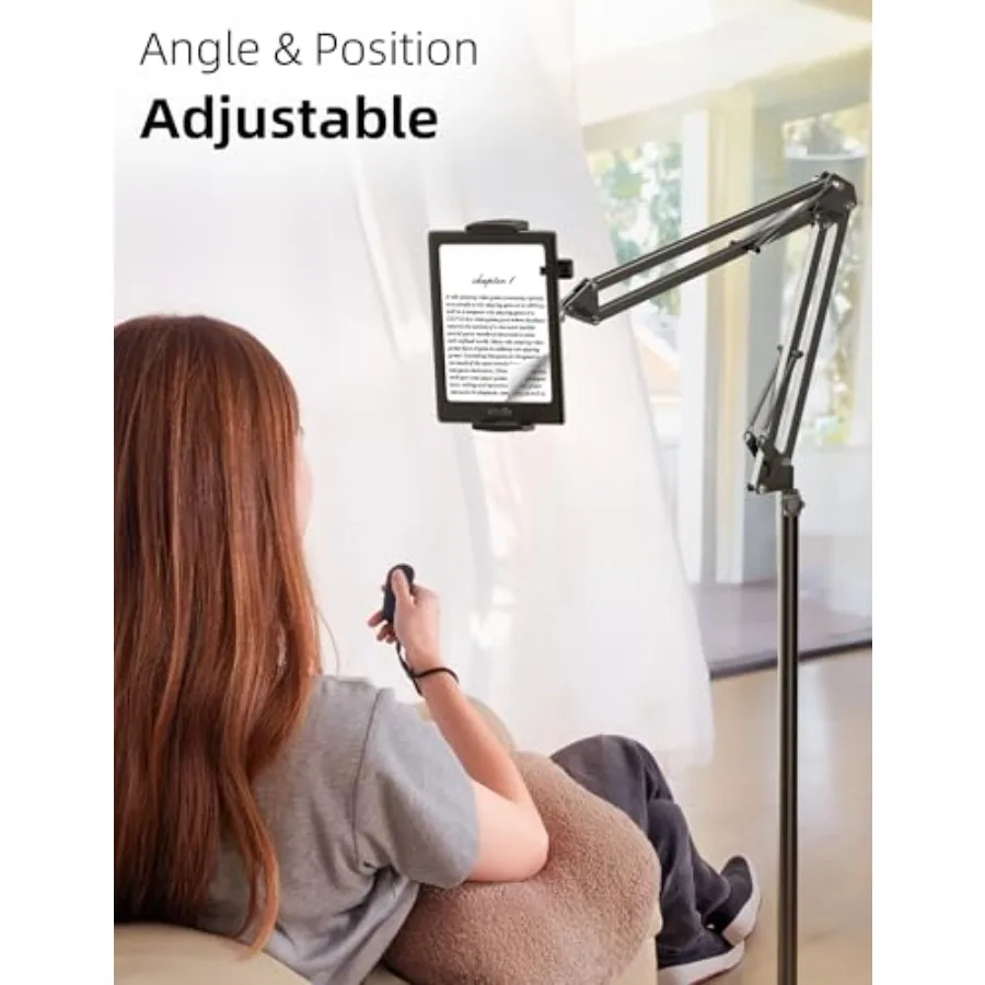 Floor Stand Kindle Holder with Remote Page Turner for Reading in Bed Tablet Mount with Clicker Kindle Accessories Tablet Stand
