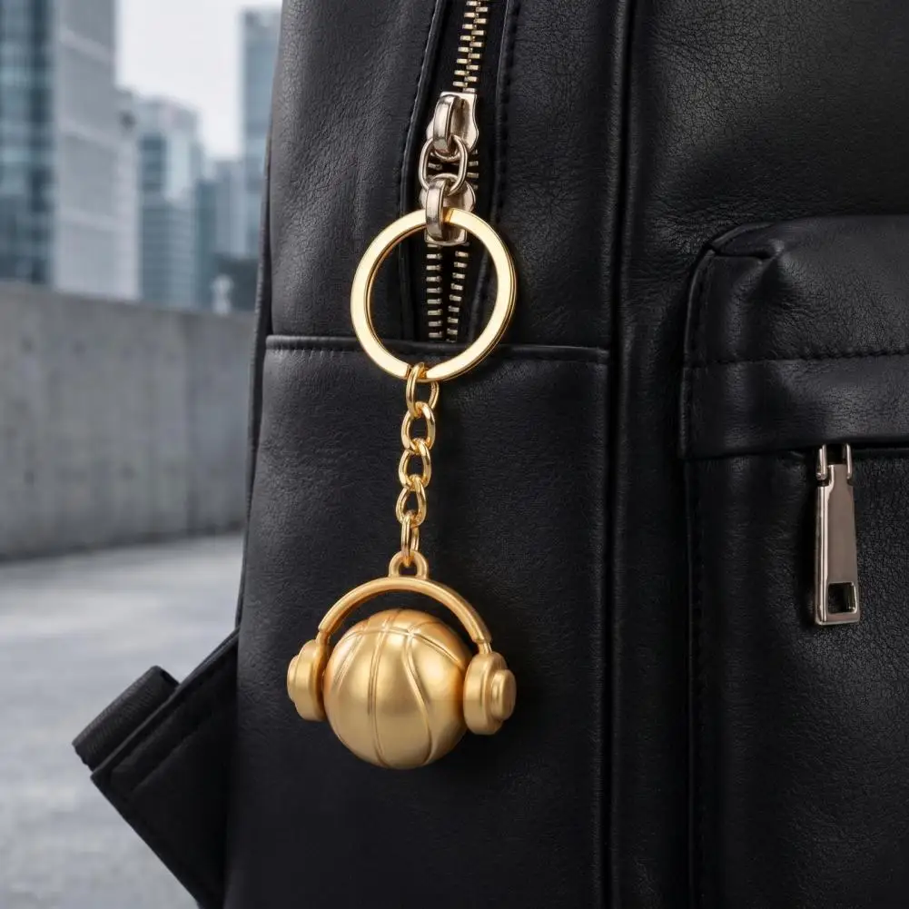 Basketball Fan Keyring Basketball Keychain Basketball Headset Keychain Pendant Metal Sport-themed Keyring Portable for Fans