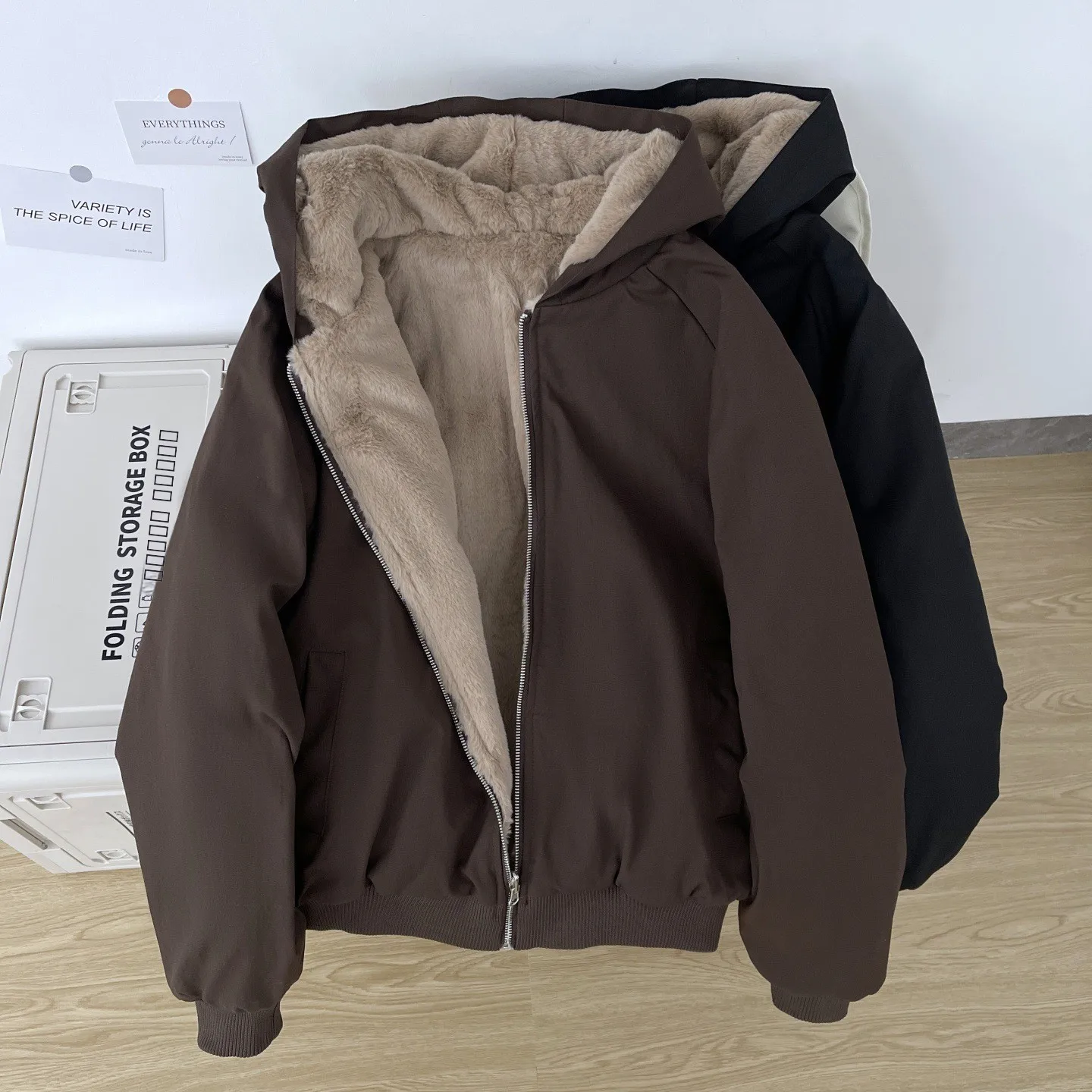 

Trendy Double-Sided Plu Cotton Jaet Men's American Sle Thi Warm Hooded Parka Coat Mountain Eagle Cold Resistance Oute...