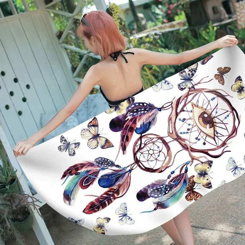Ethnic Dreamcatcher Beach Towel Blanket,Sauna,Spa,Surf,Swim,Birthday Gift Microfiber Quick Dry Bath Towel Soft Bikini Cover Up
