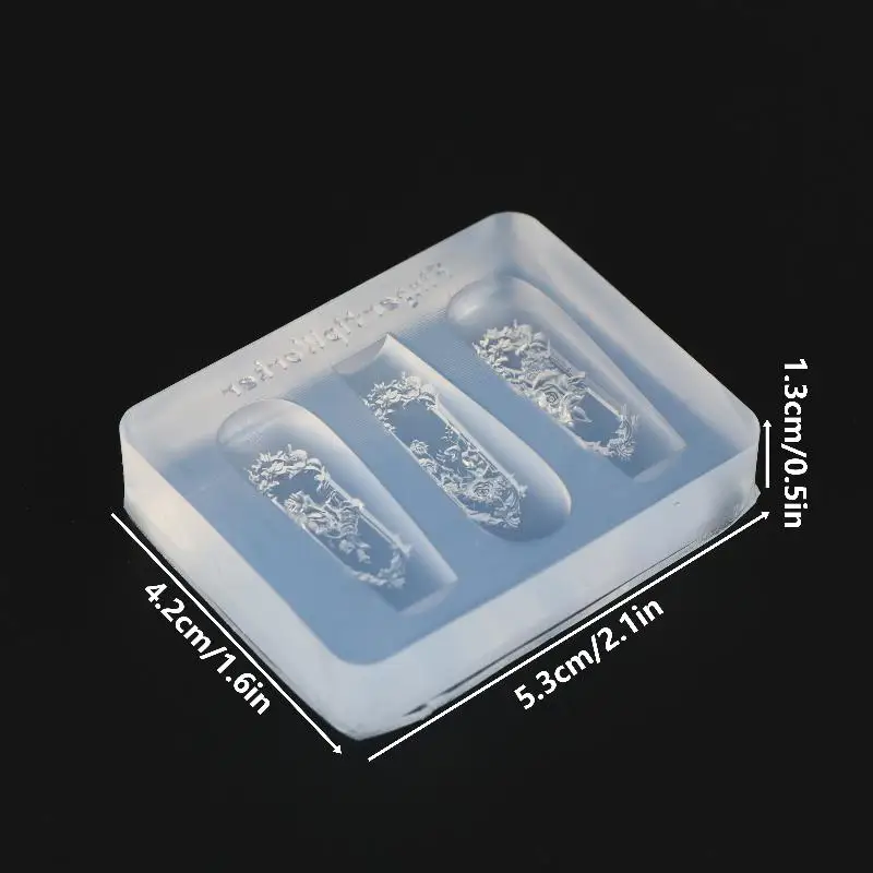 1 Uds. Moldes Retro 3D para uñas, marco de ventana, marco de flor rosa, molde para uñas, plantilla de silicona tallada 3D, herramientas de decoración para manicura DIY