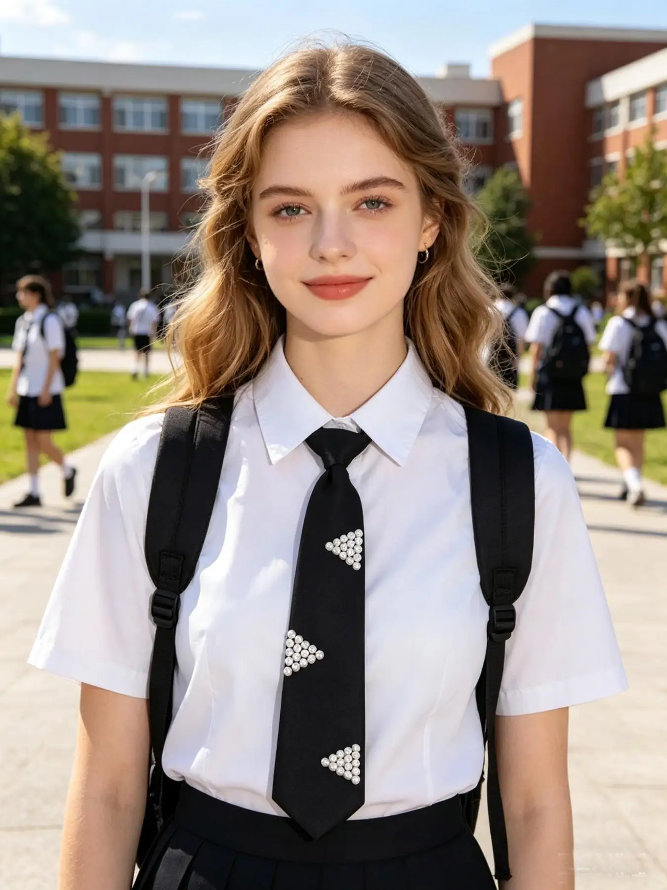 Pre-Tied Simple Pearl Design Tie, Perfect for Women's Graduation, Campus Events, Parties, Daily Wear, Elegant and Versatile Acce