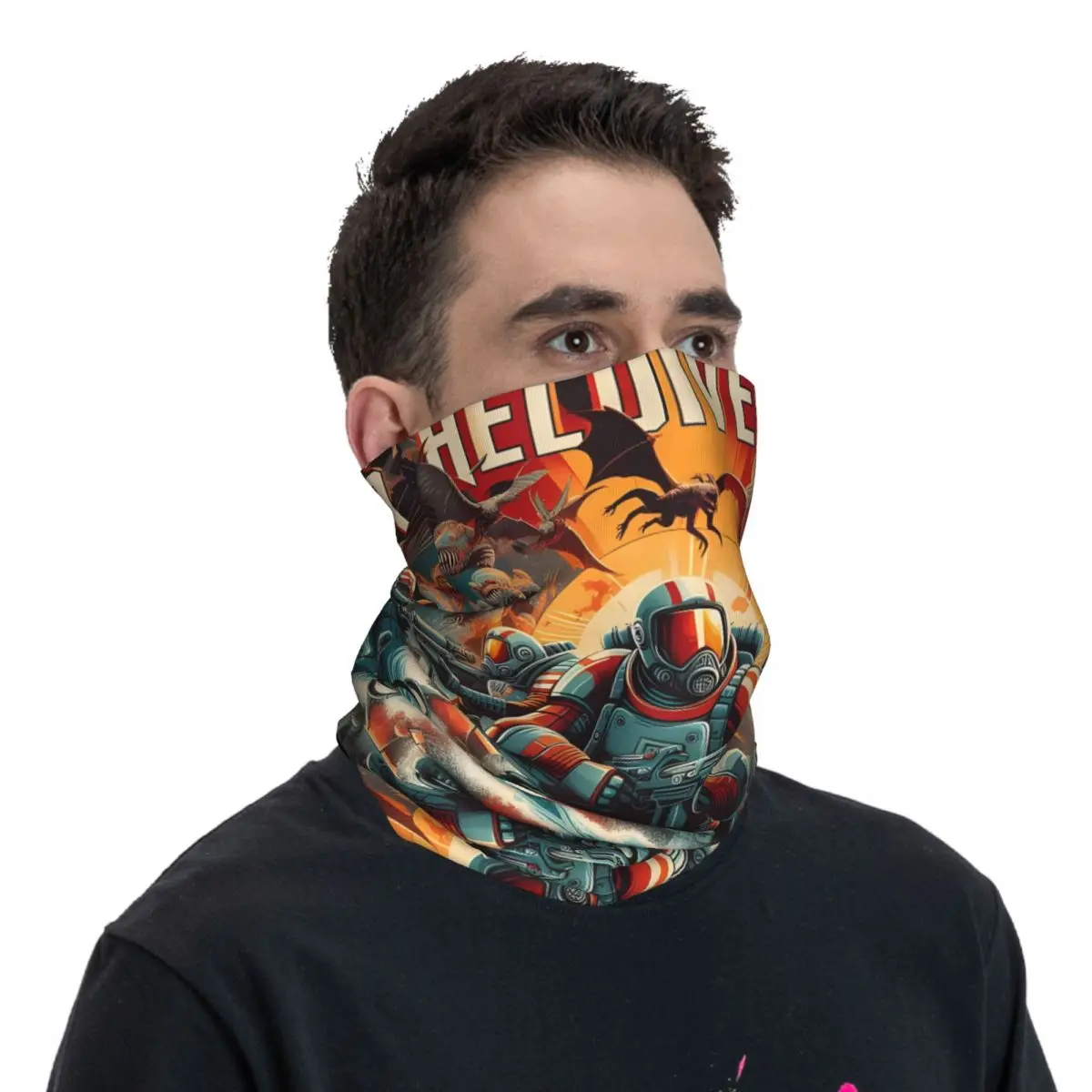 Fun Motocross Bandana Neck Gaiter Printed H-Helldivers Wrap Scarf Running Unisex Adult Winter