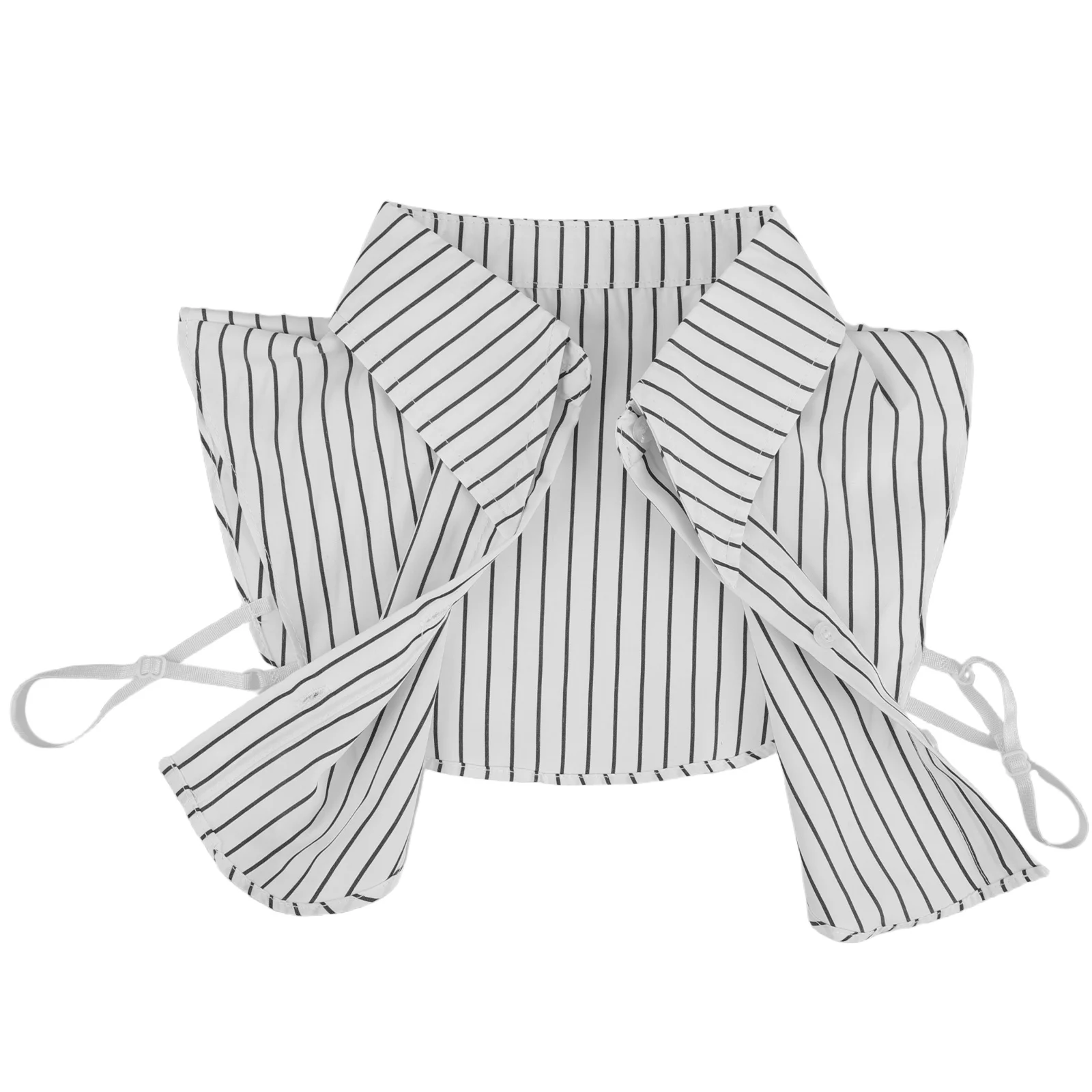 

Women's White Striped Fake Collar Detachable Shirt Insert Under Sweater Faux Blouse for Office Date Commute Stylish Minimalist