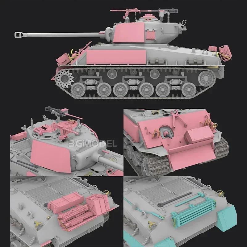1/35 Model Ryefield RM-5092 M4A3 Sherman Thunder VII Kit Model Mainan Diy Skala Perakitan Awal