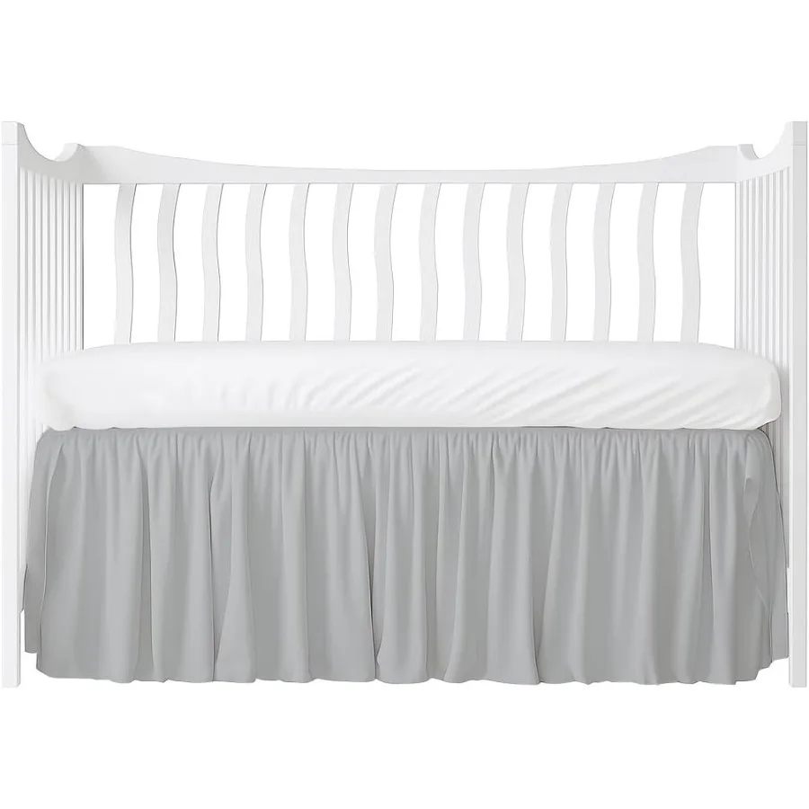 

Юбка для кроватки с пыльными рюшами и разрезными углами для детской комнаты, 100-хлопковый аксессуар для постельного белья для малышей с 14 каплями, идеально подходит для ребенка