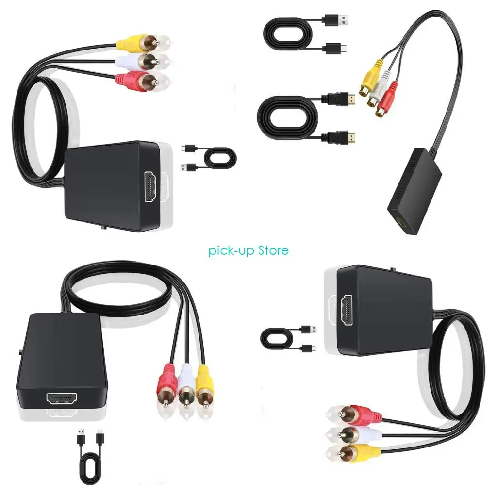 Q5WA 3RCA أنثى/ذكور إلى محول محول الفيديو HDTV دعم 1080p تبديل