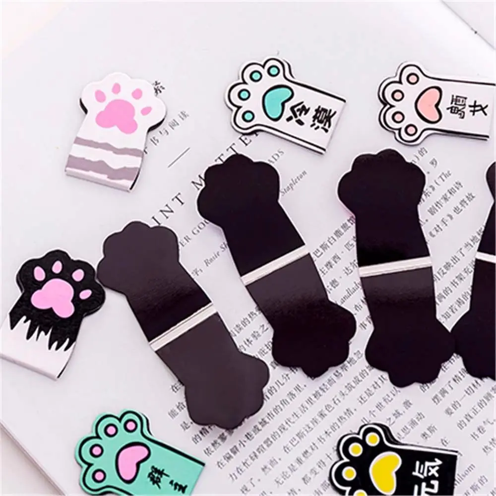 Student Prize 4pcs /Set Catoon Clip Office Supply School Supply Cat Paw Books Marker Paper Clip Book Labels Magnetic Bookmarks