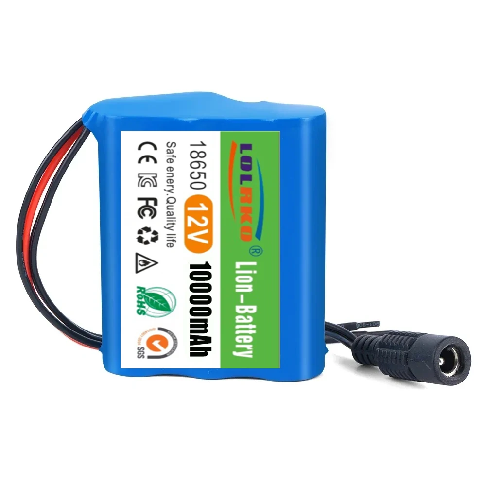 100% New 3S1P Protection Plate12V 10Ah Battery Pack 12V 10000mAh 18650 Lithium ion DC 12.6V Super Rechargeable Battery + Charger