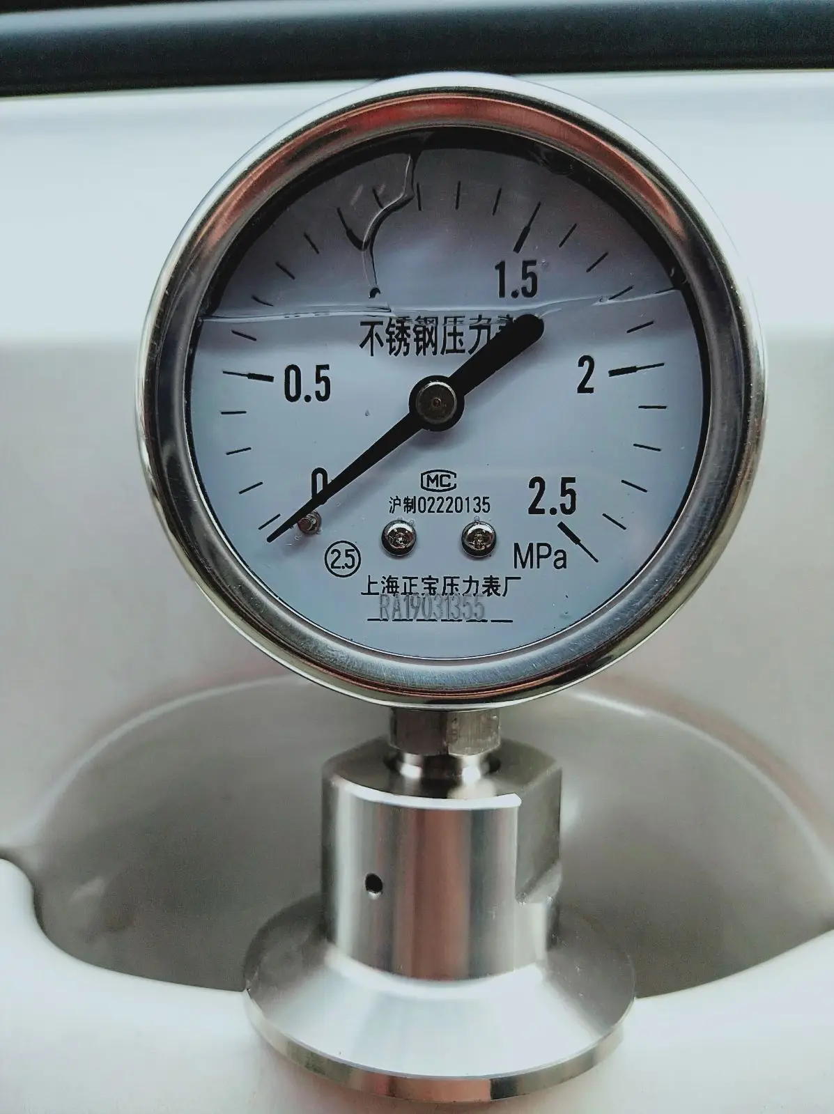 

YPT60-BF Stainless Steel Sanitary Shock Resistant Diaphragm Pressure Gauge Quick Clamp 1.6/2.5mpa