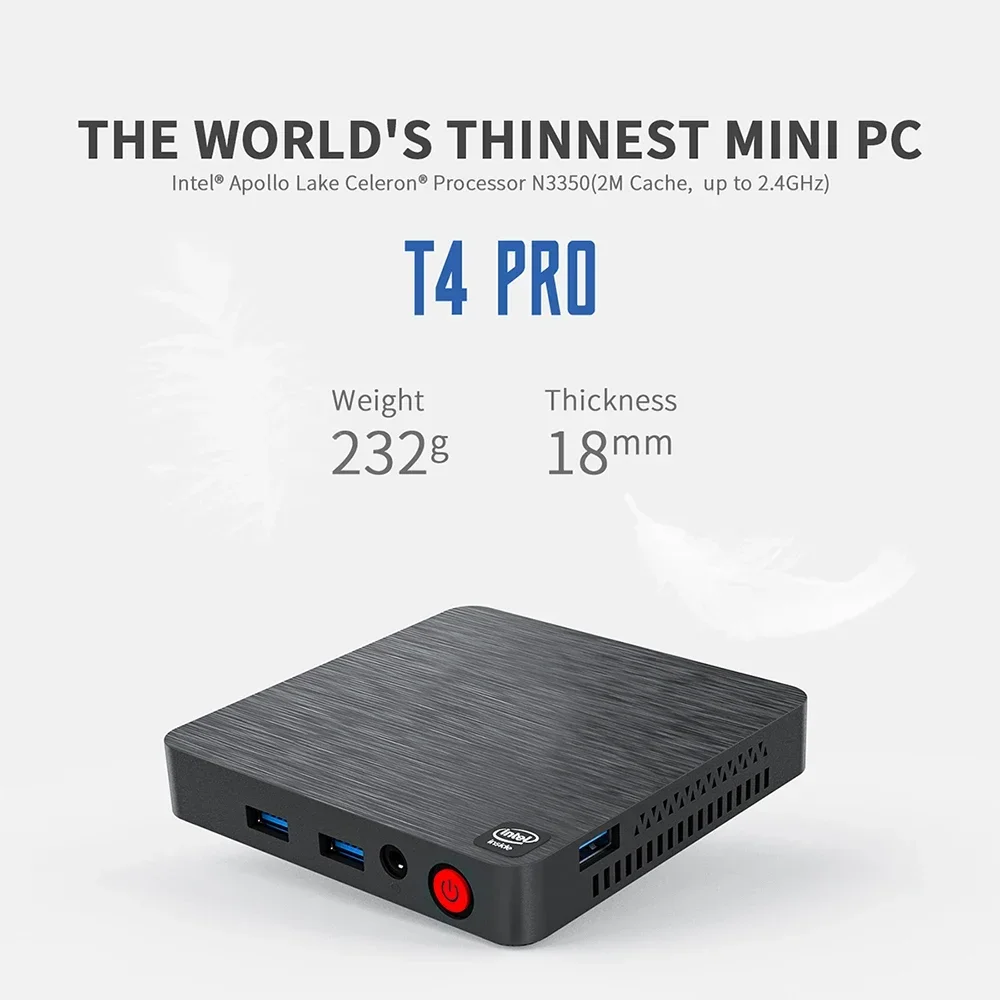 Beelink T4 Pro Mini PC Celeron N3350 Windows 10 Pro 4GB 64GB 2.4/5.8GHz WiFi BT4.0 4K Desktop Computer