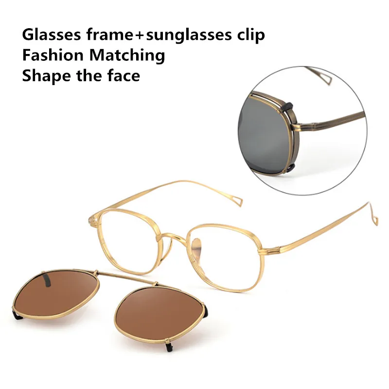 TAG Hezekiah Vintage polarized Sunglasses Clip KMN114 Retro Designer UV400 Sun glasses Women Brand Titanium Eyeglasses Frame Men