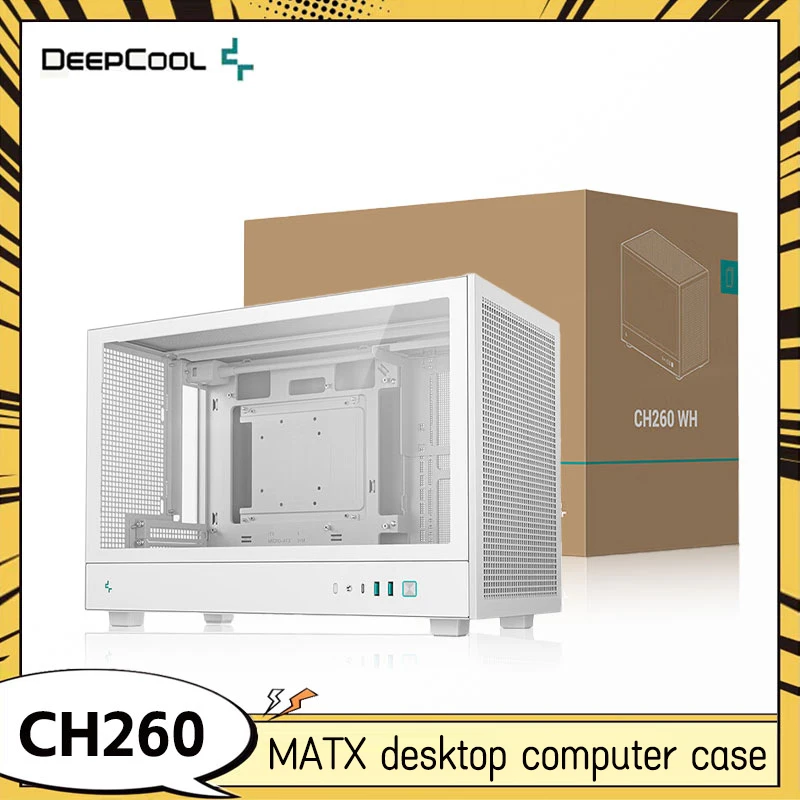 Deepcool CH260 Schwarzes Desktop-Computergehäuse, M-ATX-Rückstecker-Motherboard, unterstützt 360 Wasserkühlung, kompatibel mit 388 mm Grafikkarte