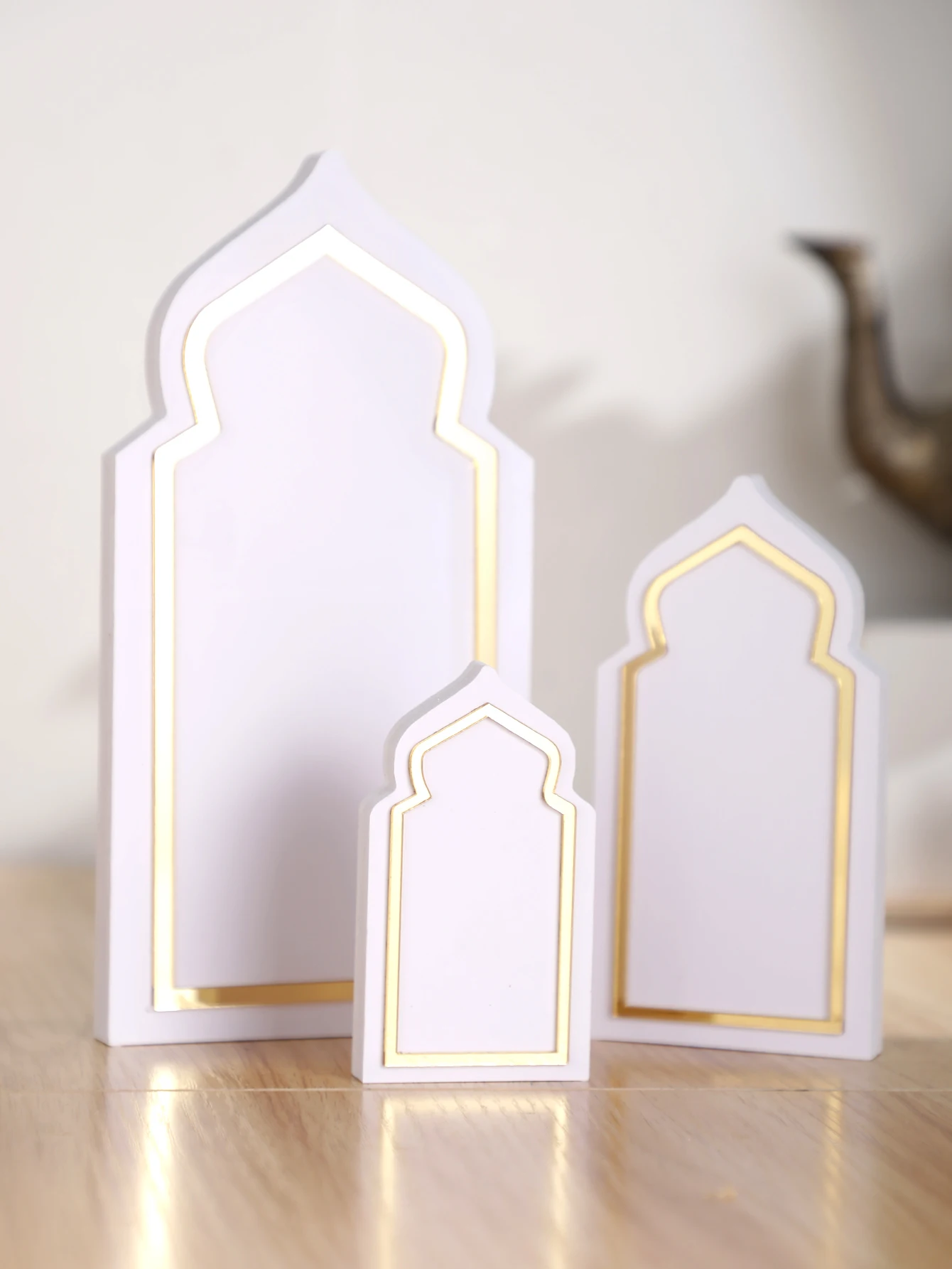 3 Pc Ramadan Festival White Table Ornaments ,ramadan Kareem， Happy Ramadan， Eid Mubarak，muslim Decor，mubarak Decorations Gift