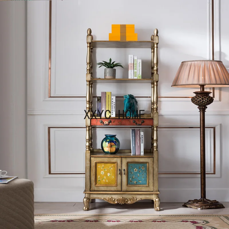 

Champagne Vintage Painted Multi-Layer Floor Shelf Display Shelf