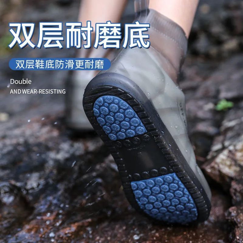 1 Pair Waterproof Silicone Shoes Cover Unisex Reusable Rainproof Anti-slip Wear-resistant Outdoor Shoe Protectors Rain Boots