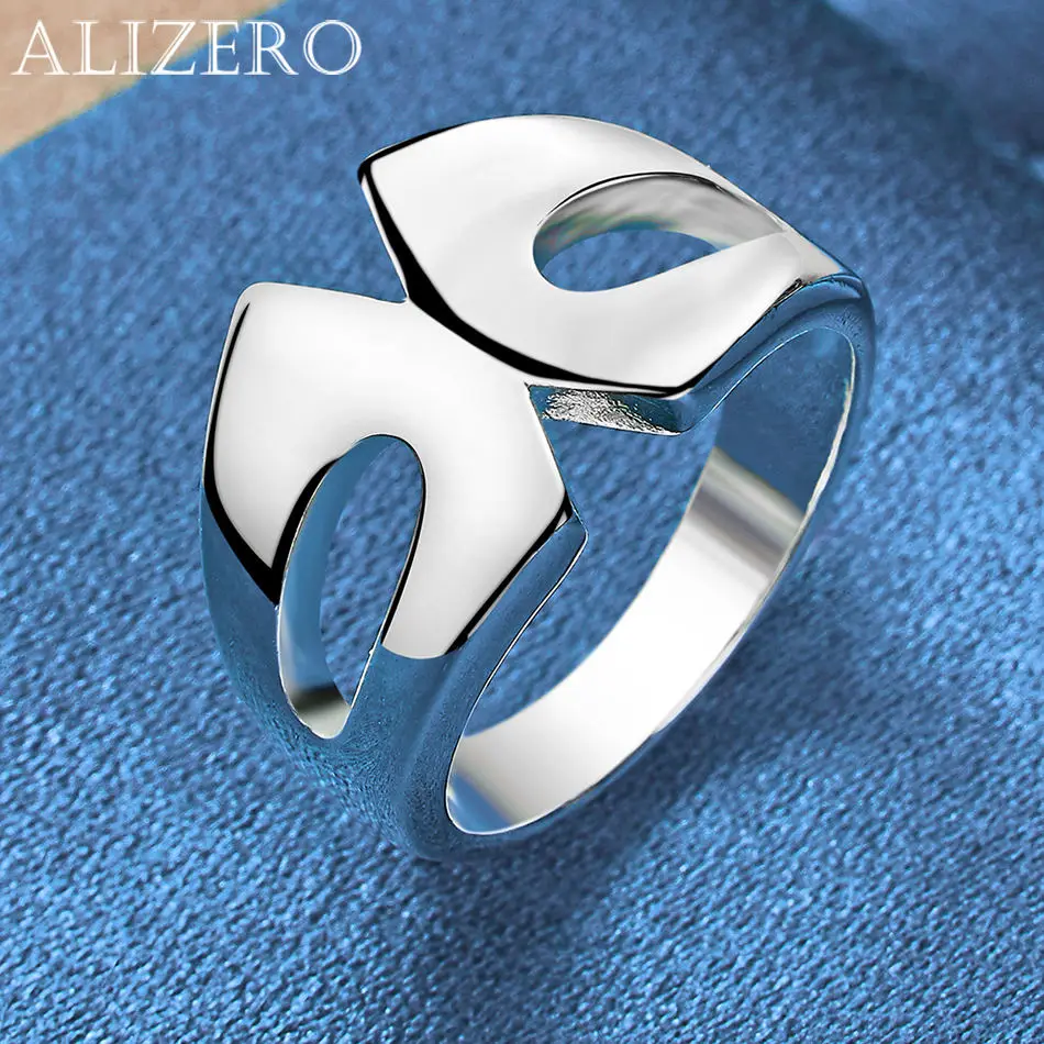 

ALIZERO 925 Sterling Silver Rings Geometry Ring For Women Men Wedding Engagement Band Fashion Jewelry Wholesale