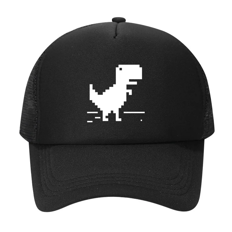 Print Jurassic Dinosaurs Trucker Hats Bulk Mesh Baseball Cap Polyester Sunscreen Mesh Hat for Men Women Black Sun Caps Snapcap