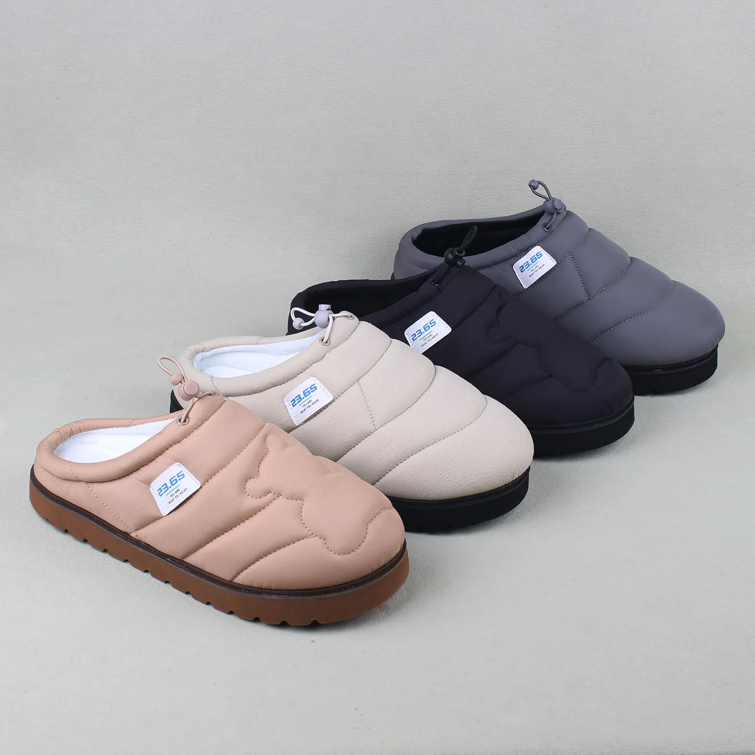 

Men's Fce Lined Slip-On Slippers Soft Bot Anti-Slip Wear-Resistant Cotton Slippers Warmth Comfortable Winter Slippers