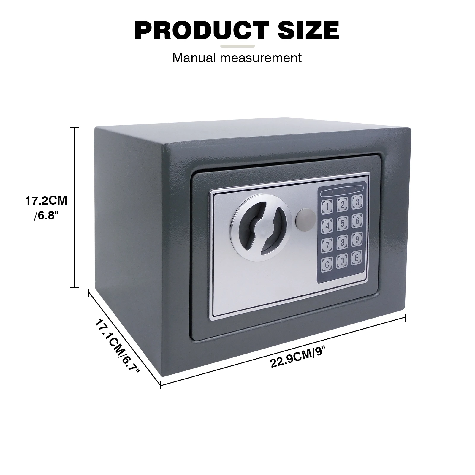 Safe Box Digital Security Steel Case with Electronic Password & Key for Home,Office (4.6/8.5/16L,Black/Grey/White) image 3