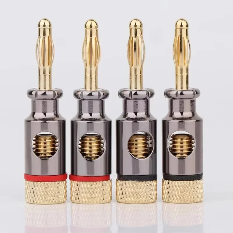 2 قطعة مطلية بالذهب النحاس 4 مللي متر الموز موصل قابس هيئة التصنيع العسكري الصوت والفيديو مكبرات صوت محول 4 مللي متر موصلات الموز