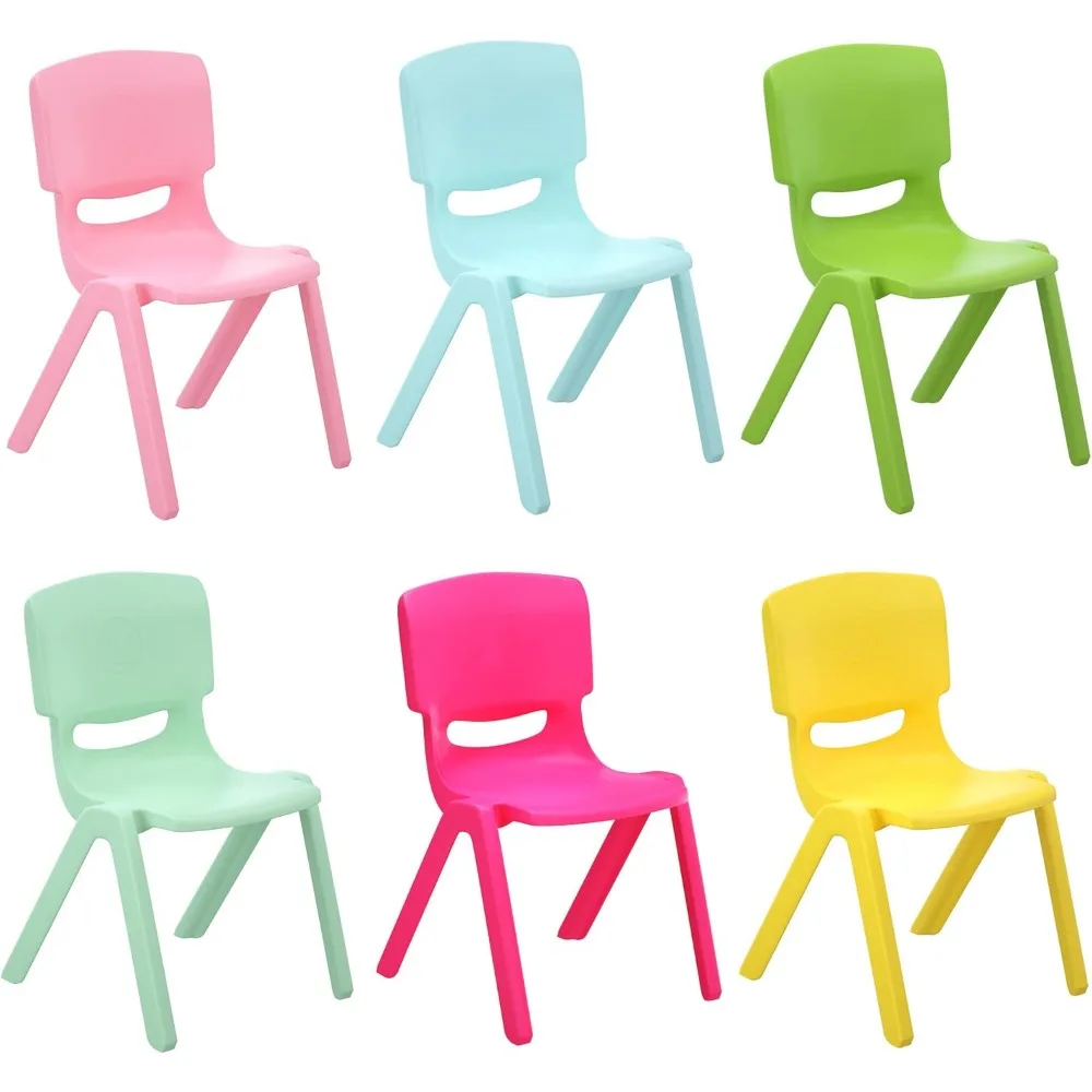 Chaise d'école empilable colorée, 6 pièces