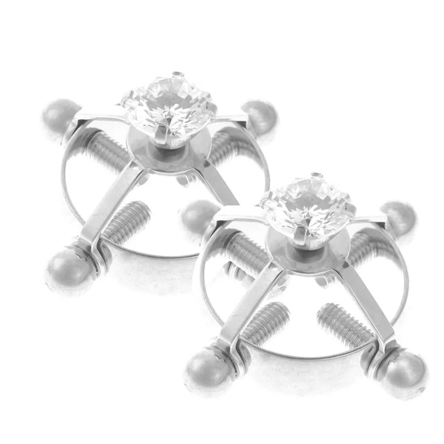 2Pcs Adjustable Stainless Steel Nipple Clips Breast Clamps Zircon Non-Piercings Nipple Clamps Breast Clips Women Body Jewelry