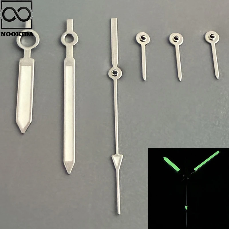 NOOKIDA VK63 Стрелка для часов Зеленый Светящийся/Белый Светящийся Аксессуары для часов для VK63 Механизм с 6 стрелками Зеленый Белый