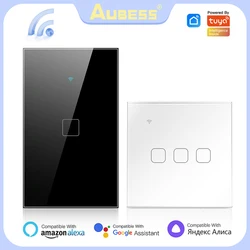 Aubess WiFi Tuya Switch Smart Light Switch With Capacitor Universal EU/US Smart Life APP Control Support Alice Google Home Alexa