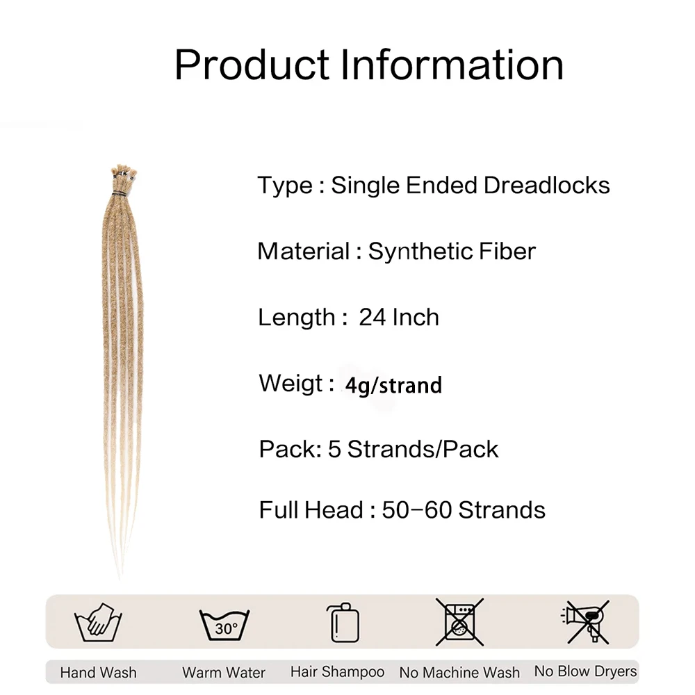 5 корней/упаковка, 24 дюйма, синтетические волосы для наращивания дредов