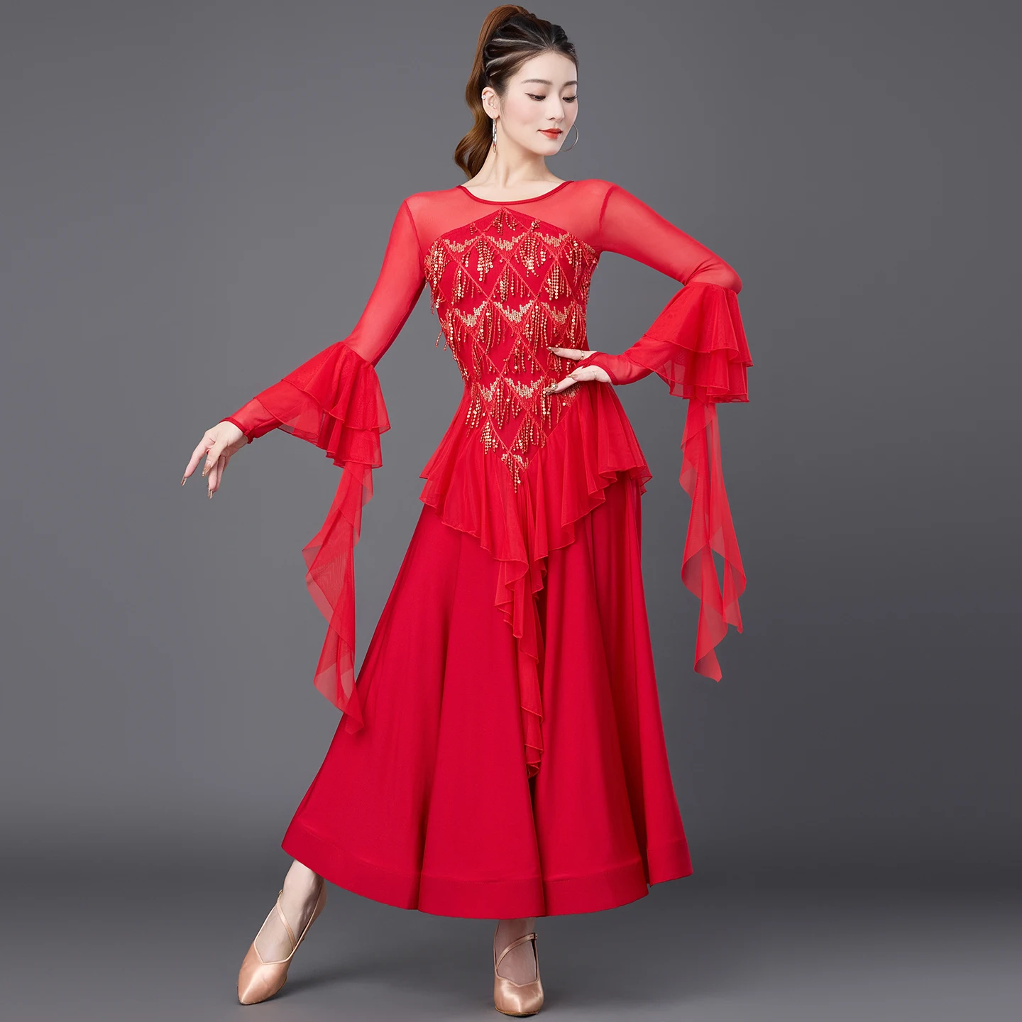 Modern Dance Dress 2025 New National Standard Waltz Friendship Dance Professional Competition Performance Dress LY7226
