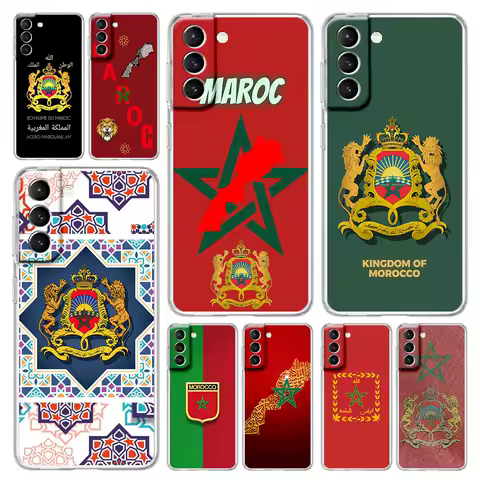 Moroccan flag Maroc Morocco passport Phone Case For Samsung Galaxy S25 S24 Plus S23 FE S22 S21 S20 Ultra 5G S10 S10E Clear Cover