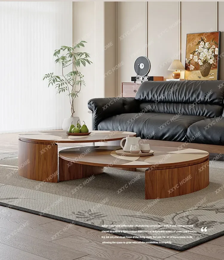 

J Medieval Style Solid Wood Color Matching Coffee Table Wabi Sand Wind Personalized Art Creative Living Room Small Apartment Lig