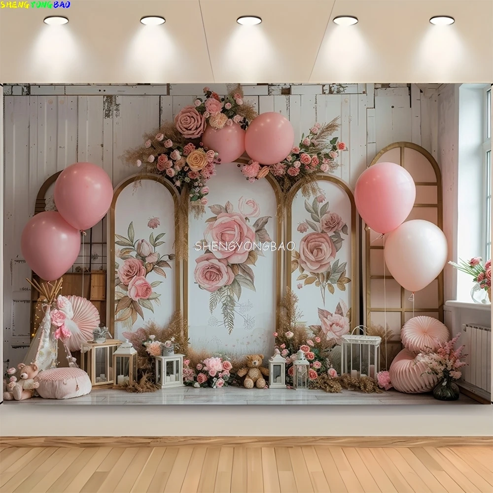 Toy Room Unicorn Balloons Door Photography Backdrops Lighthouse Cloud Moon Baby Birthday Party Photo Studio Background ET-04