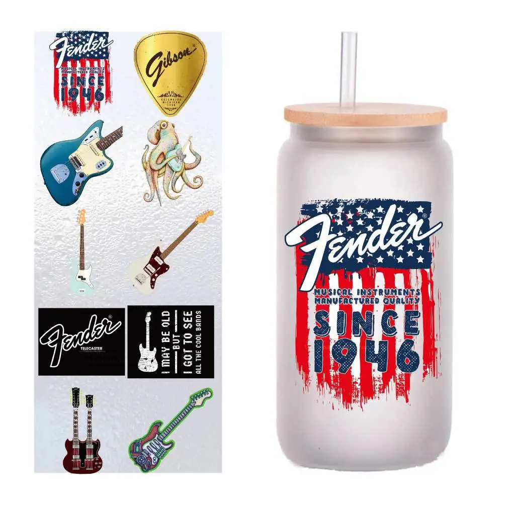

10 four-inch music equipment guitar UV transfer stickers Crystal label glass stickers customized